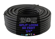 Load image into Gallery viewer, Absolute 3-Pack 1/4", 3/8", 1/2" x 50 Feet Each Split Wire Loom Convoluted Tubing