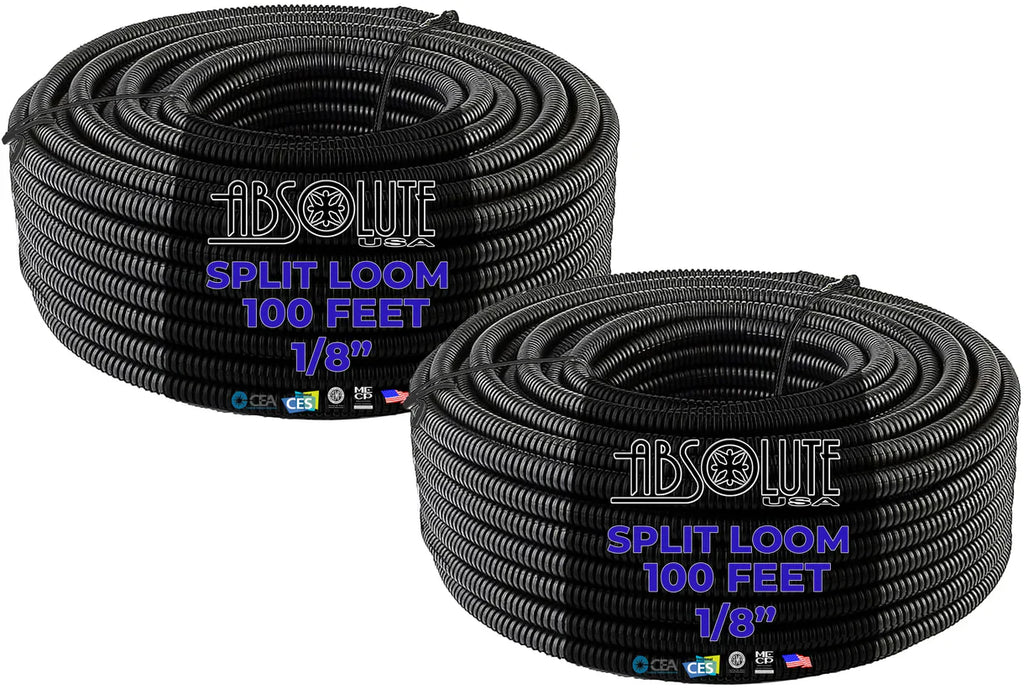 True 2 Rolls 100 Ft 1/8" Split Wire Loom Conduit Polyethylene Tubing Sleeve Tube