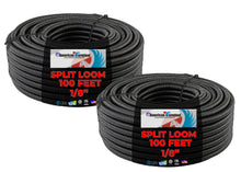 Load image into Gallery viewer, 2 American Terminal SL18 High Quality 100' Feet 1/8' Split Loom Wire Tubing Black