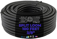 Load image into Gallery viewer, 100 FT 3/8" BLACK SPLIT WIRE LOOM POLYETHYLENE TUBING CABLE CONDUIT