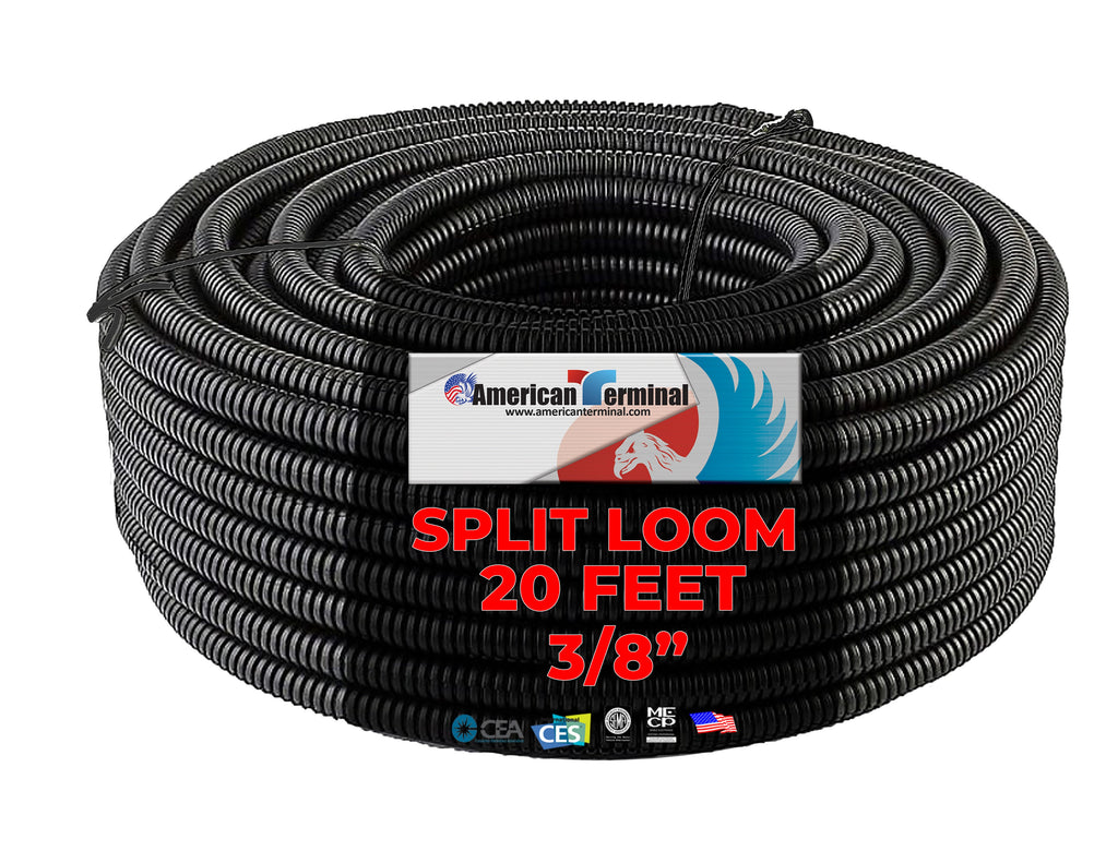 20 Ft 3/8" Inch Split Wire Loom Conduit Polyethylene Tubing Black Sleeve Tube US