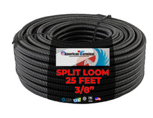 Charger l'image dans la galerie, 25 Ft. 3/8" Split Wire Loom Conduit Polyethylene Tubing Black Color Sleeve Tube