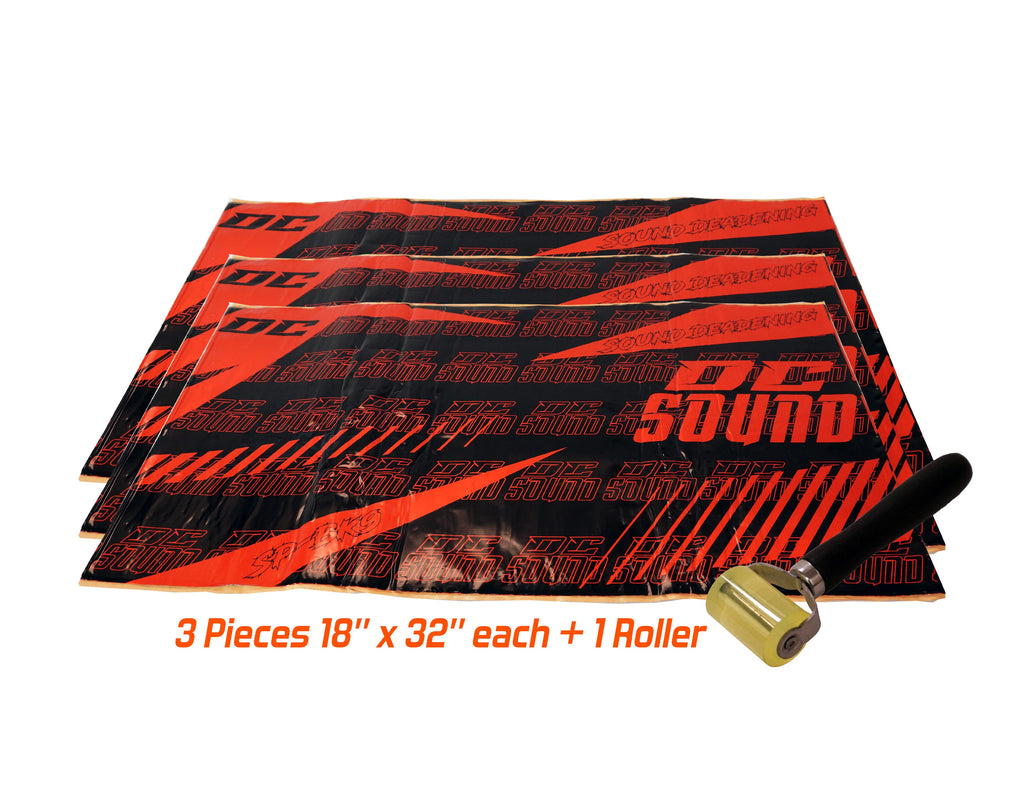 DC Sound SP-BK3 3 Sheets 18" x 32" Sound Deadening Noise Insulation Vibration Dampening Material Bulk Kit +Roller