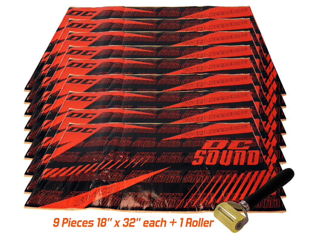 DC Sound SP-BK9 9 Sheets 18" x 32" Sound Deadening Noise Insulation Vibration Dampening Bulk Kit + Roller Tool