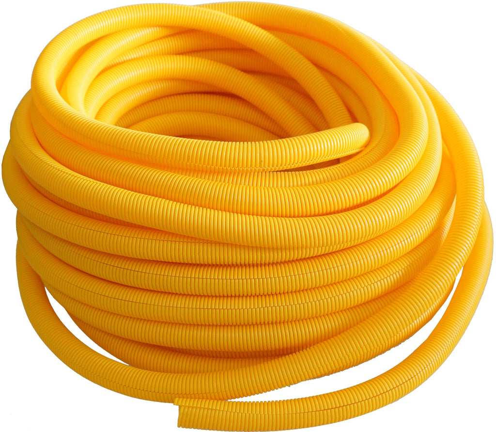 Absolute SLT14-100YL 100' 1/4" 5mm yellow split wire loom conduit polyethylene corrugated tubing sleeve tube