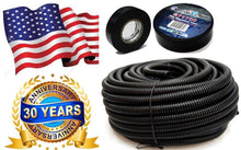 Charger l'image dans la galerie, American Terminal  ASLT14 10' + Electrical Tape 10 feet 1/4" split loom wire tubing hose cover auto home marine + electrical tape