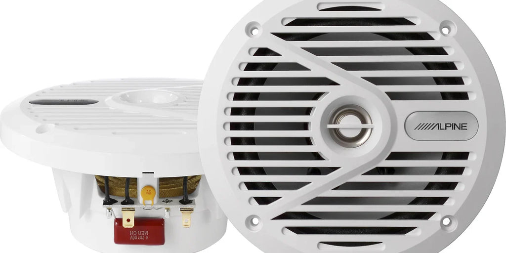 Alpine SPS-M601W 6.5” Coaxial 2-Way Marine Speaker with White Grilles