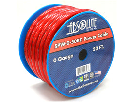 Absolute 1/0 Gauge 50 FT PRO Xtreme Twisted Power / Ground Battery Wire Cables Red