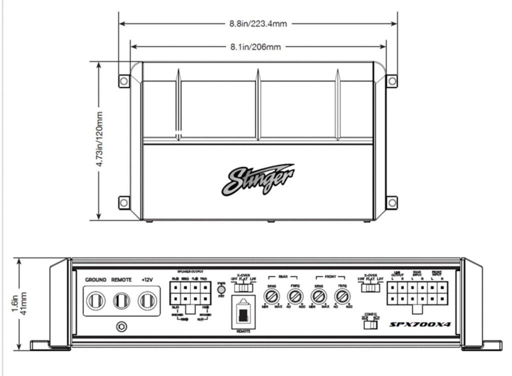 Stinger SPX700X4 700W RMS Class D SPX Series 4 Channel Marine and Powersports Amplifier