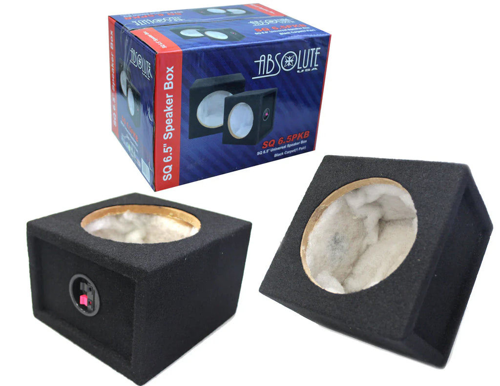 Absolute SQ6.5PKB 6.5" Square Box Speakers, Set of Two Black w/ Speaker Terminal