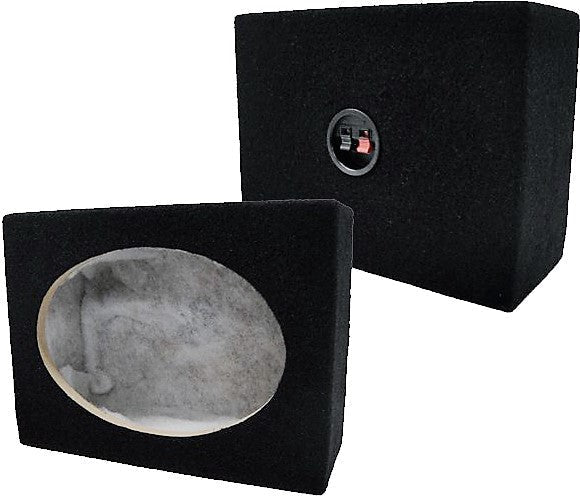 6X9 SQUARE MDF SPEAKER BOX W/ BLACK Carpet & Terminal Cups. CAR AND HOME