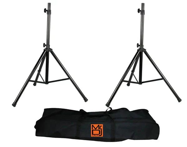 MR DJ SS750PKG 2 Universal Folding Tripod PRO PA DJ On Stage Speaker Stand & Carrying Bag & 1/4" 25' Cable