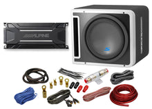 Load image into Gallery viewer, Alpine S-SB12V &amp; KTA-30MW Bundle 12&quot; Vented Loaded Halo Enclosure with Weather resistant Amplifier and Amp Wire Kit