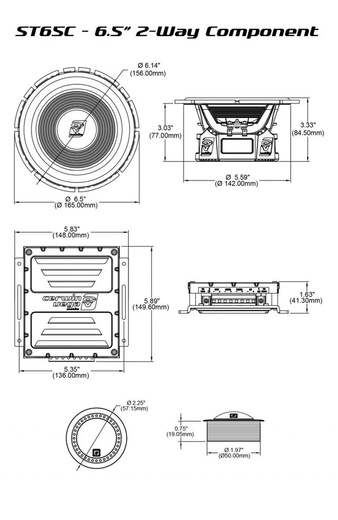 Cerwin Vega ST65C Stroker Series 6.5" 2-Way Component Speaker Set