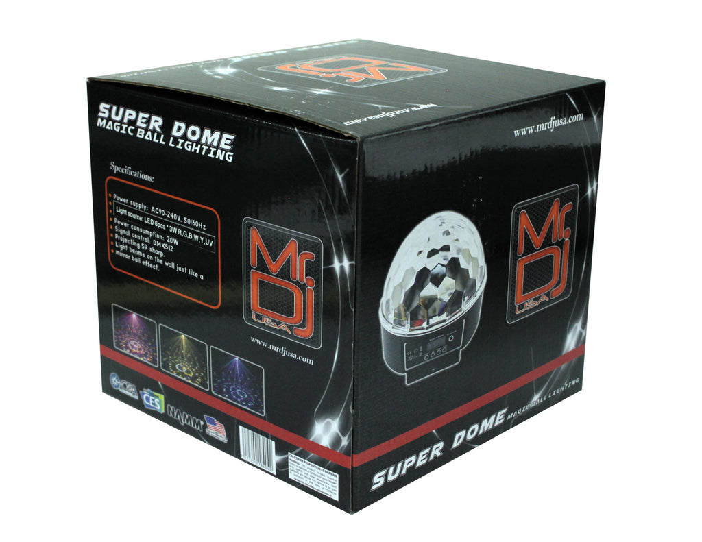 MR DJ SUPERDOME LED Crystal Magic Ball DJ Strobe Light 6 LED 6 Colors Sound Activated DMX512
