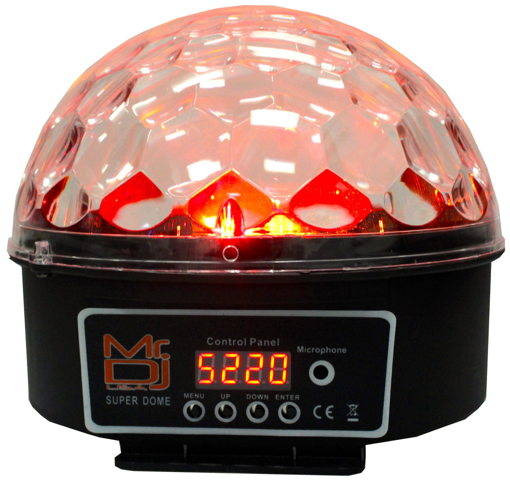 MR DJ FLAME4200 10" X 2 Rechargeable Portable Bluetooth Karaoke Speaker with Party Flame Lights Microphone TWS USB FM Radio + LED Crystal Magic Ball