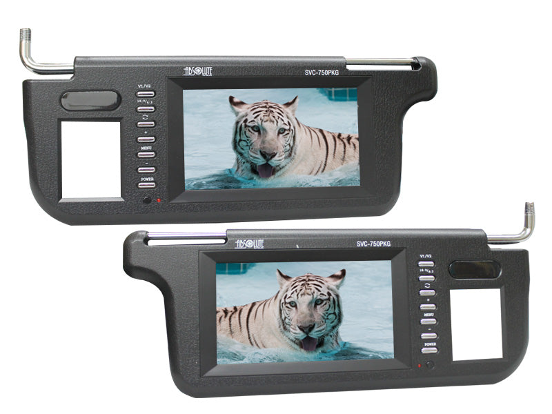 Absolute SVC-750PKG (Black) Pair of Black 7" Widescreen LCD Flipdown Sunvisor Monitors