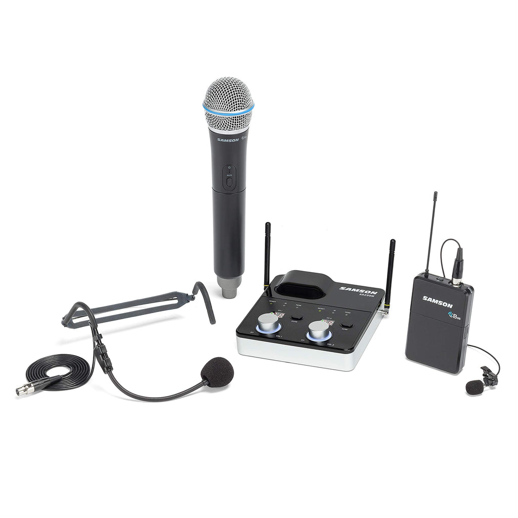 Samson SWC288MALL-D 288m All-in-One Dual-Channel Wireless Combo Lavalier/Headset & Handheld Microphone System