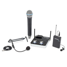 Load image into Gallery viewer, Samson SWC288MALL-D 288m All-in-One Dual-Channel Wireless Combo Lavalier/Headset &amp; Handheld Microphone System