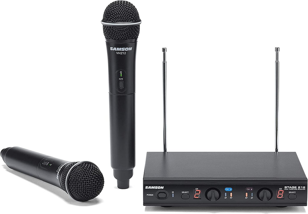 SAMSON Stage 212 Dual VHF Handheld Wireless Microphone System with (2) Q6 Mics