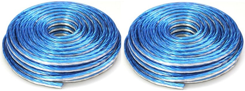 4 AT TSWT18B25 18 Gauge Premium Speaker Wire 25ft Clear Blue/White