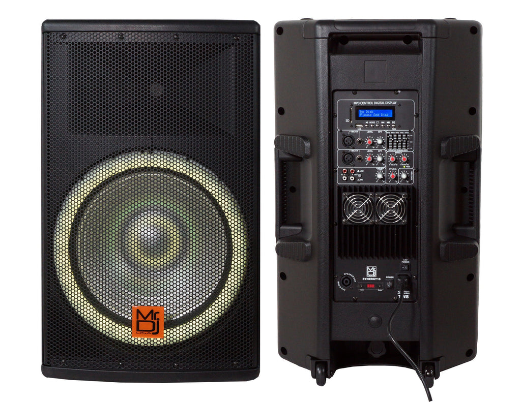 SYNERGY15 Bluetooth Speaker 2-Way 15" Portable Active Powered PRO PA DJ Speaker