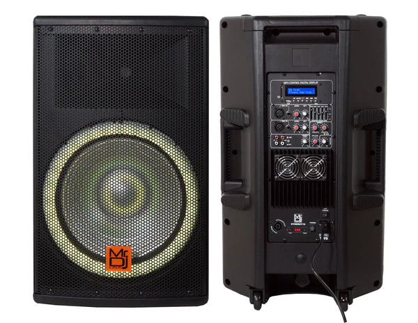 MR DJ SYNERGY15 15" 2-Way PA Powered Active Speaker System 4500W Audio Bluetooth USB KTV Speaker