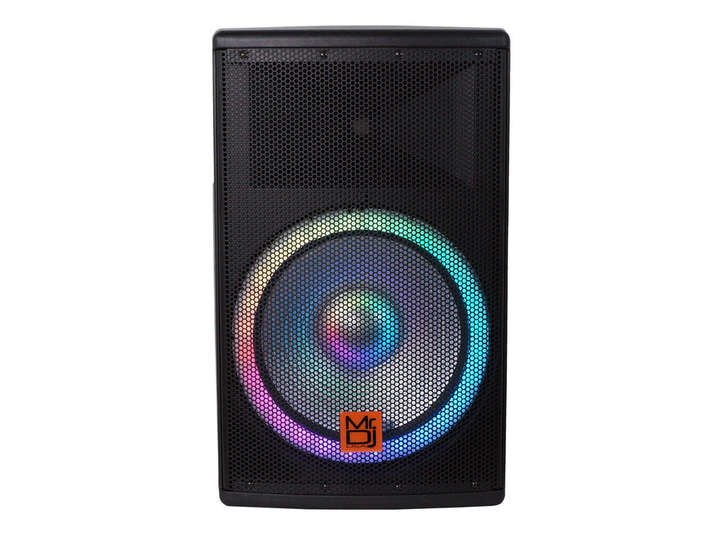 MR DJ SYNERGY15 15" Portable Bluetooth PA Speaker System 4500W Bluetooth Speaker Portable PA System with Microphone input, Party Lights, MP3/USB SD Card Reader, Rolling Wheels