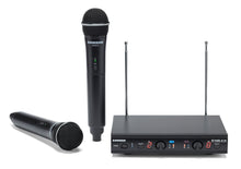 Load image into Gallery viewer, SAMSON Stage 212 Dual VHF Handheld Wireless Microphone System w 2 Q6 Mics Bundle with Mackie CR BUDS Studio Quality Earphones EarBuds Headphones w Mic &amp; Controls