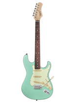 Charger l&#39;image dans la galerie, Tagima T 635 Classic SG-DF/MG Solid Body Electric Guitar, Maple neck with Rosewood fingerboard. Sea Green body, Mint green pick guard.