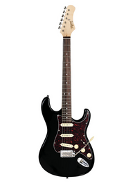Tagima T 635 Classic BK LF/TT Solid Body Electric Guitar, Maple neck with Rosewood fingerboard. Black body, Turtoise pickguard