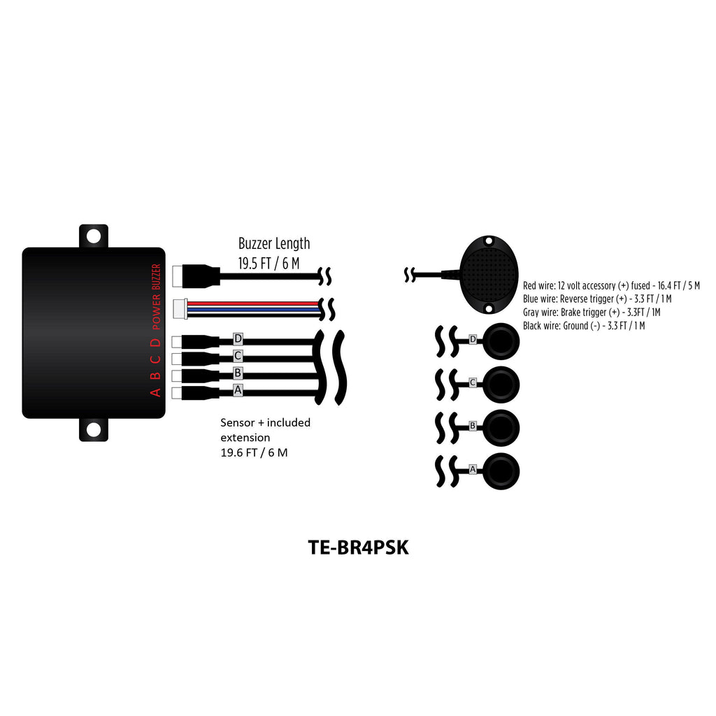 iBeam TE-BR4PSK Rubber Rear Parking Assist Kit