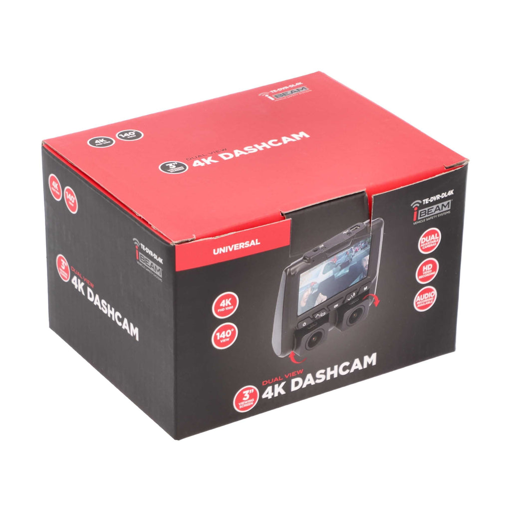 iBeam TE-DVR-DL4K 4K Dual-View Dash Camera With DVR