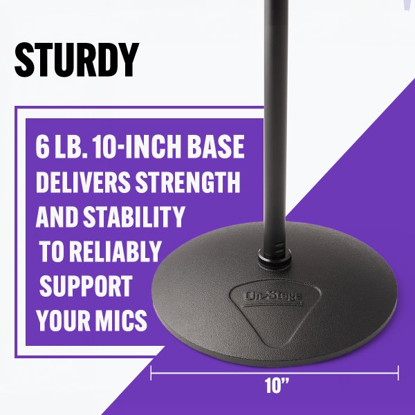 On-Stage MS9510 Production-Grade One-Handed Mic Stand with Round Base