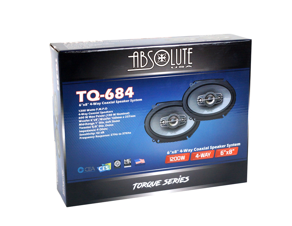 2 Pair Absolute TQ-684 6"x8" 600W 4-Way Coaxial Loudspeakers Car Speakers