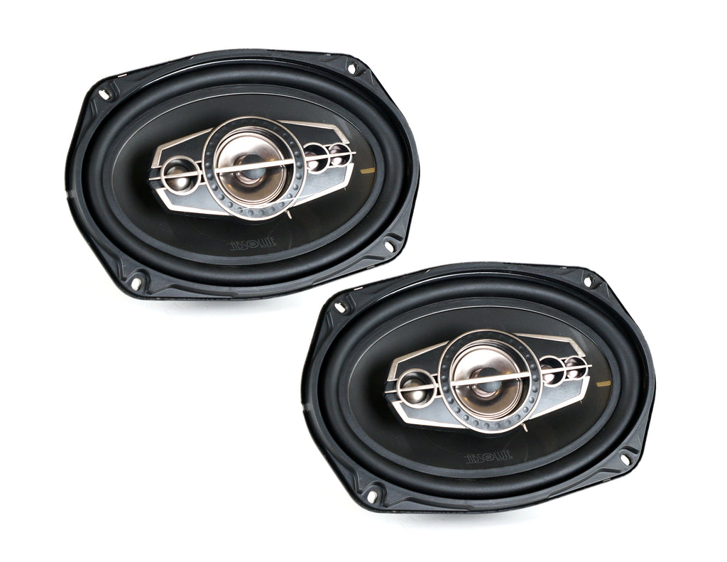 2 Pair Absolute TQ-695 6x9" 5-Way Speakers 600W + 6X9" Enclosure Empty Box