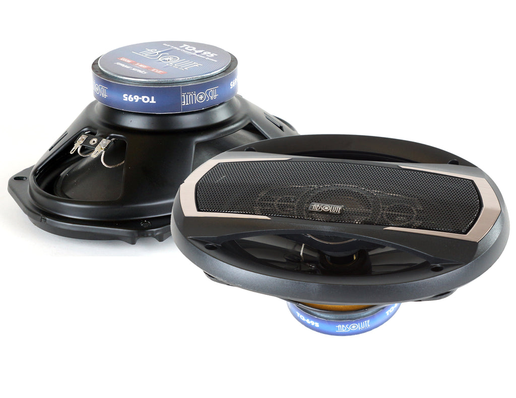 Absolute TQ-695 6x9" 5-Way Coaxial Car Speakers 600W Pair Carbon Fiber Cone Full-Range Audio Upgrade