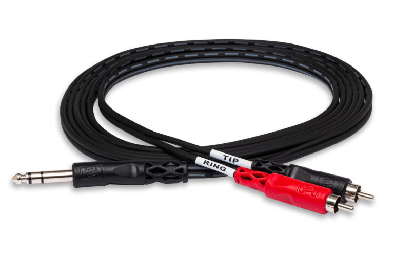 Hosa TRS-202 Insert Cable 1/4" TRS Male to Dual RCA Male 6 foot
