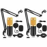 2 MR DJ CONDKIT5 Studio Condenser Microphone Arm Stand Pop Filter Foam Cap Kit Record Accessory