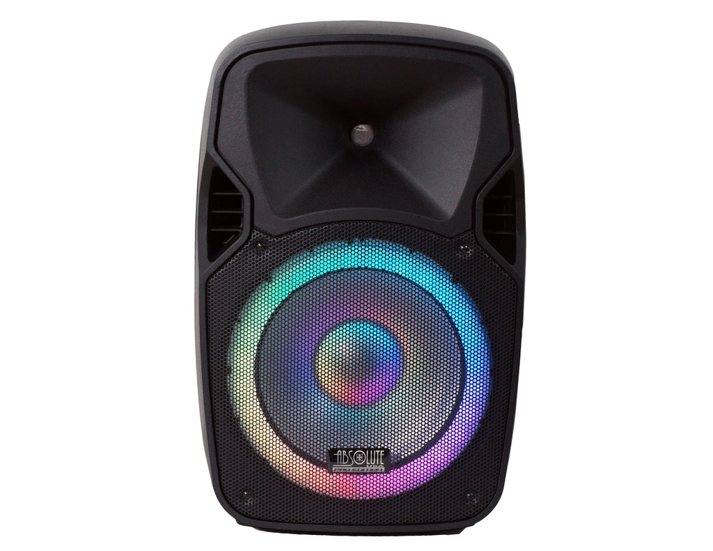 Absolute USA USPROBAT12 12" Wireless Portable PA Speaker System 3000W High Powered Bluetooth Indoor and Outdoor DJ PA Sound Stereo Loudspeaker USB SD MP3 AUX Input Flashing Party Light & FM Radio