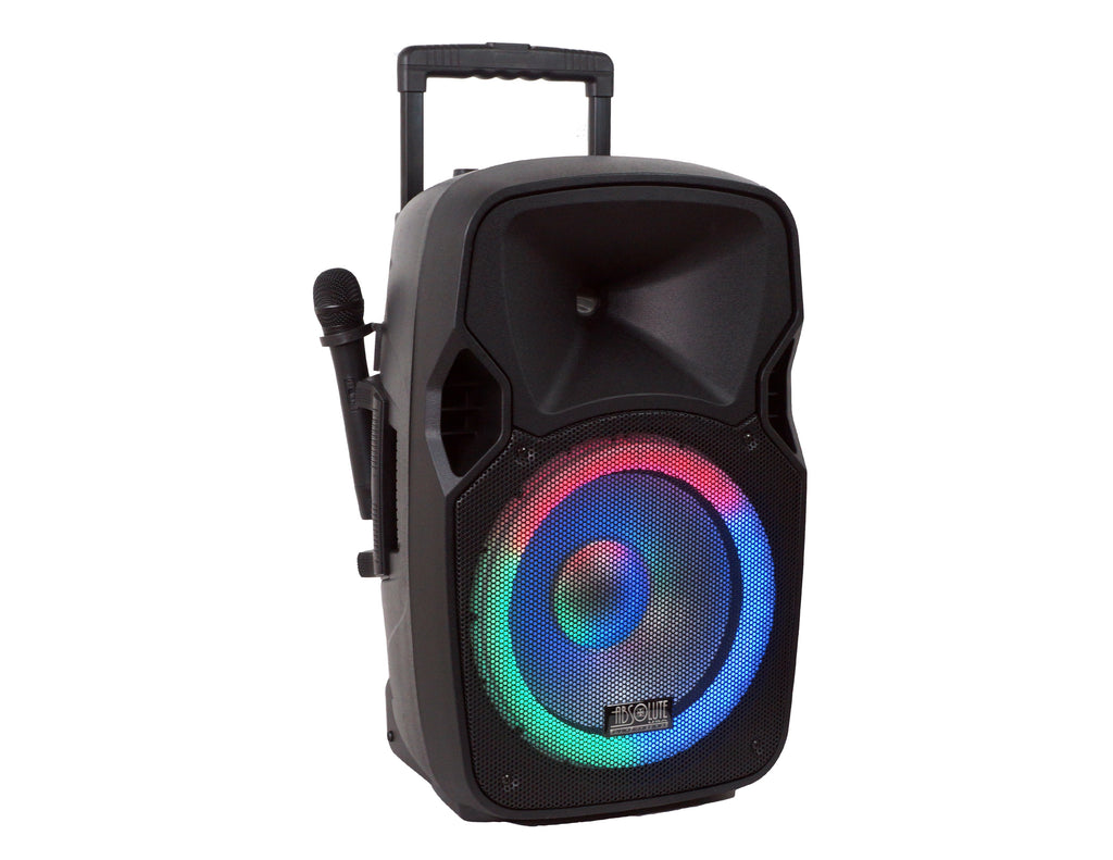 USPROBAT12 12" Wireless Portable PA Speaker System 3000W Powered Bluetooth Indoor & Outdoor DJ Stereo Loudspeaker with USB SD MP3 AUX Input, Flashing Party Light & FM Radio