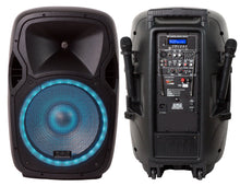 Load image into Gallery viewer, 15&quot; Wireless Portable PA Speaker System 3500W Powered Bluetooth Indoor &amp; Outdoor DJ Stereo Loudspeaker USB SD MP3 AUX Input Flashing Party Light FM Radio