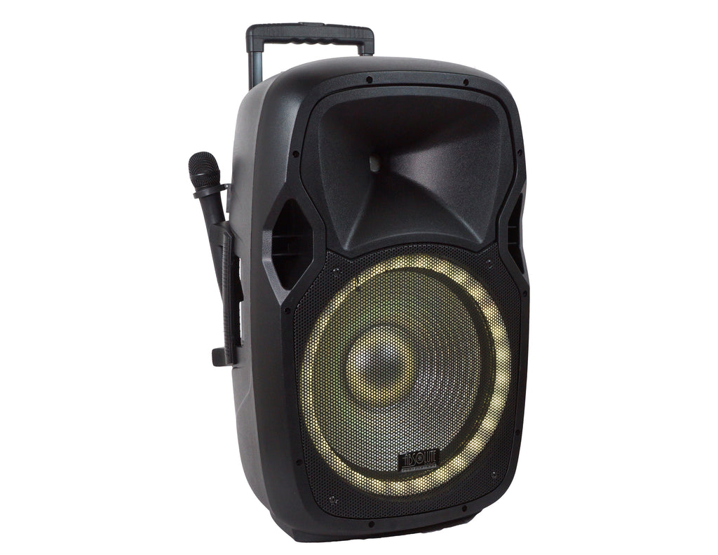 USPROBAT15 15" Portable Bluetooth PA Speaker System 3500W Rechargeable Outdoor Bluetooth Speaker Portable PA System w/ 2 Wireless Microphone, MP3 USB SD Card Reader, FM Radio, Rolling Wheels, Remote