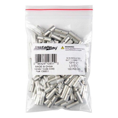 Install Bay UYBC Uninsulated Butt Connector 12-10 Gauge - Package of 100