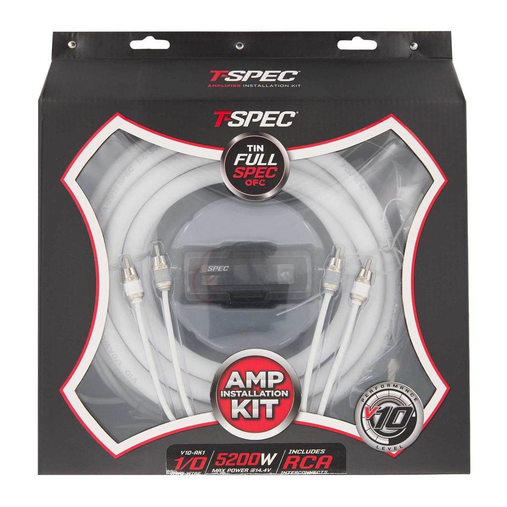 T-SPEC V10-AK1 v10 1/0 AWG Amp Kit - 5200 W with RCA Cable
