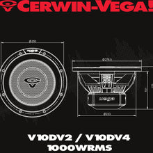 Load image into Gallery viewer, Cerwin-Vega V10DV4  3000W 10" Vega Series Dual 4-ohm Subwoofer