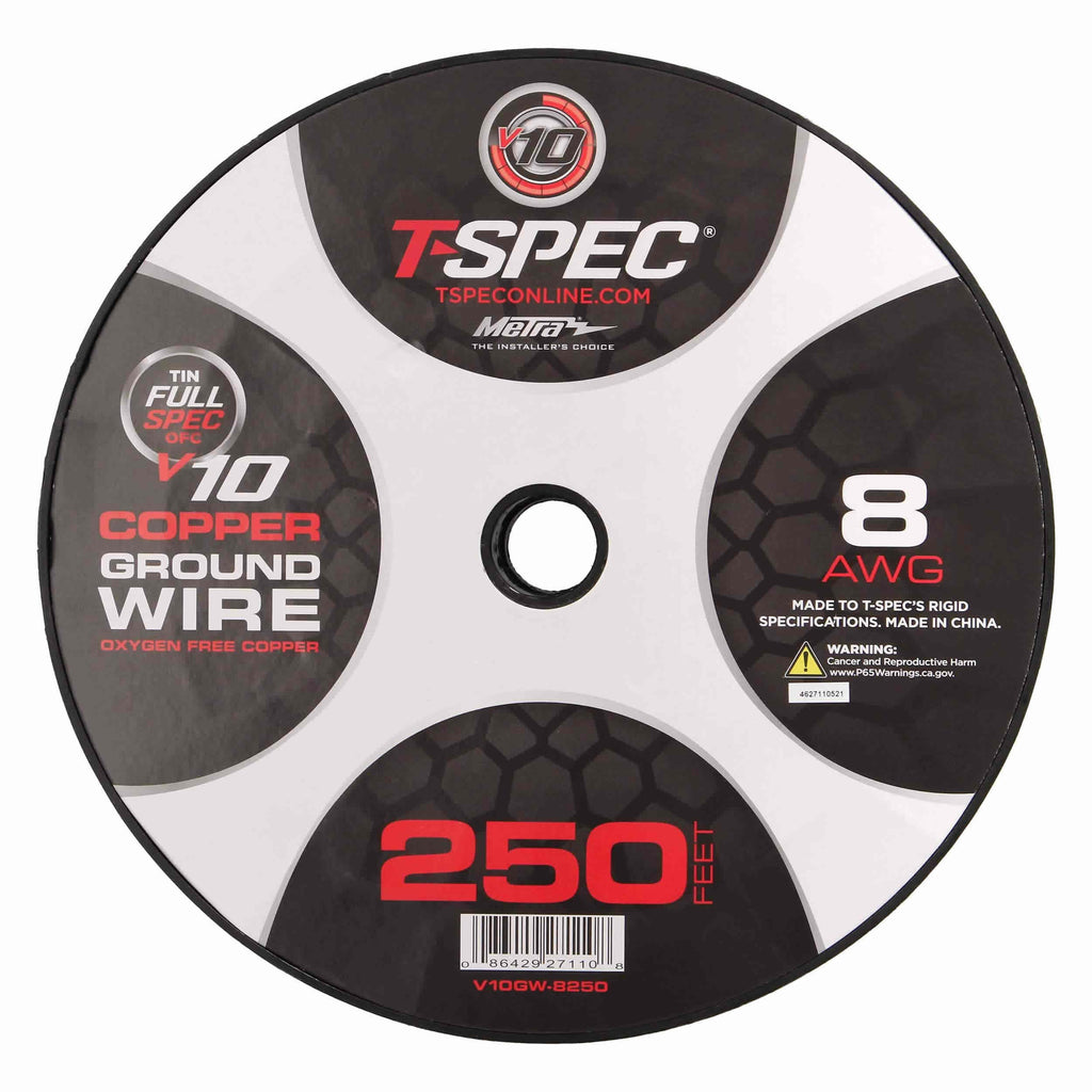 T-SPEC V10GW-8250 8 AWG 250ft Matte Black OFC Power Wire - v10 Series