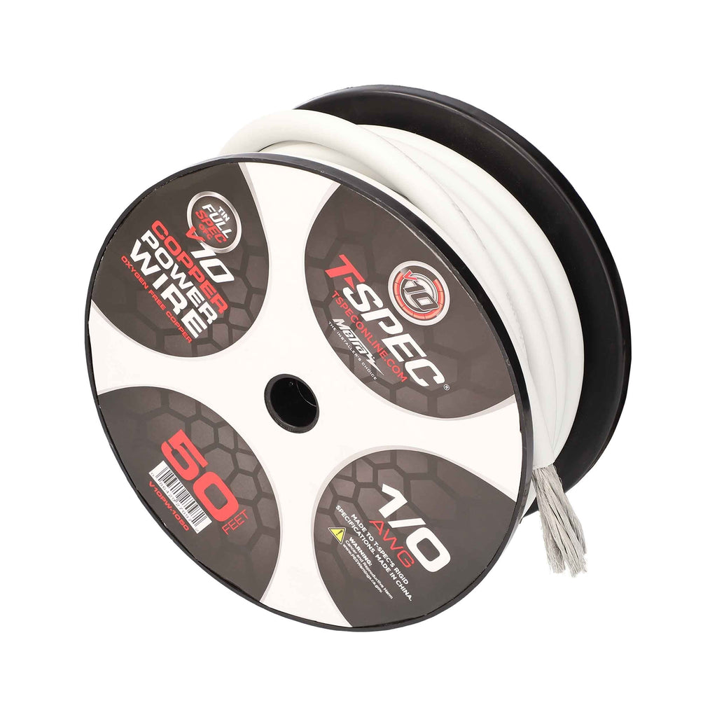 T-SPEC V10PW-1050 1/0 AWG 50ft Matte Pearl OFC Power Wire - v10 Series