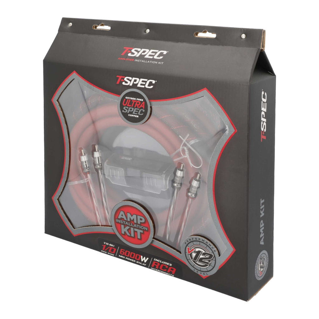 T-SPEC V12-AK1 V12 1/0 AWG Amp Kit - 6000 W with RCA Cable