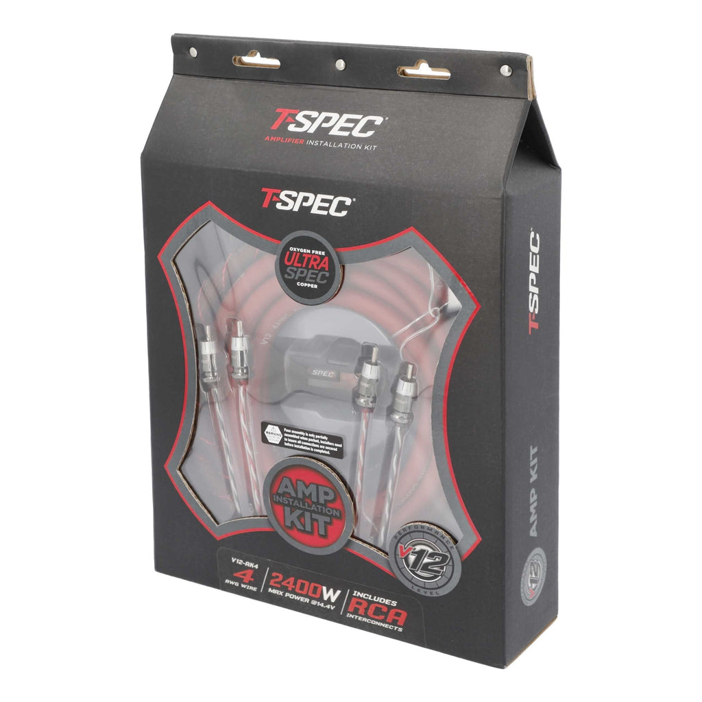 T-SPEC V12-AK4 v12 4 AWG Amp Kit - 2400 W with RCA Cable